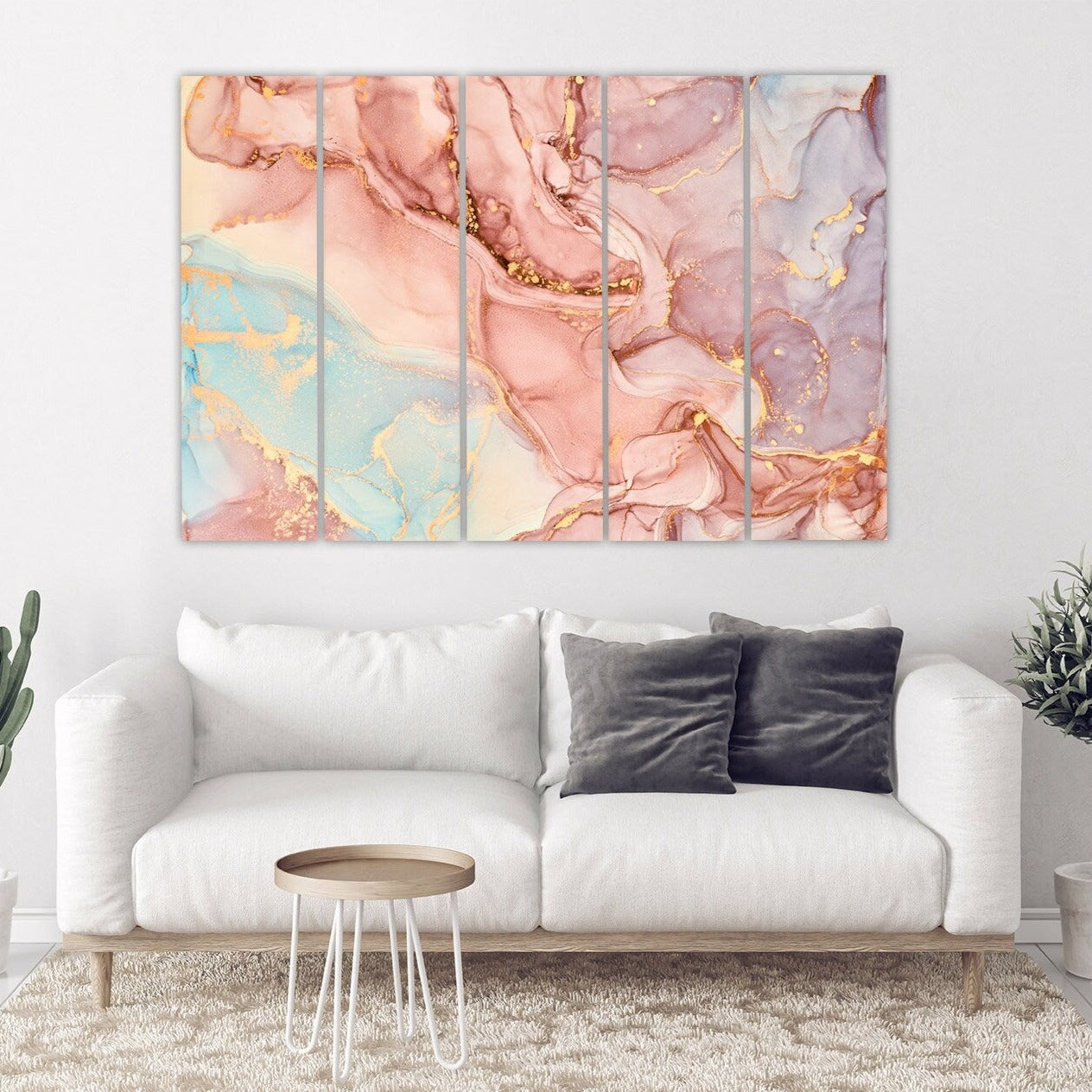 Marble Pink Abstract multi panel art wall art paintings on canvas home wall decor housewarming gift canvas painting