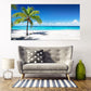 Palm tree wall art framed Beach wall decor travel prints large Nature wall art sea contemporary art Multi panel Seascape painting