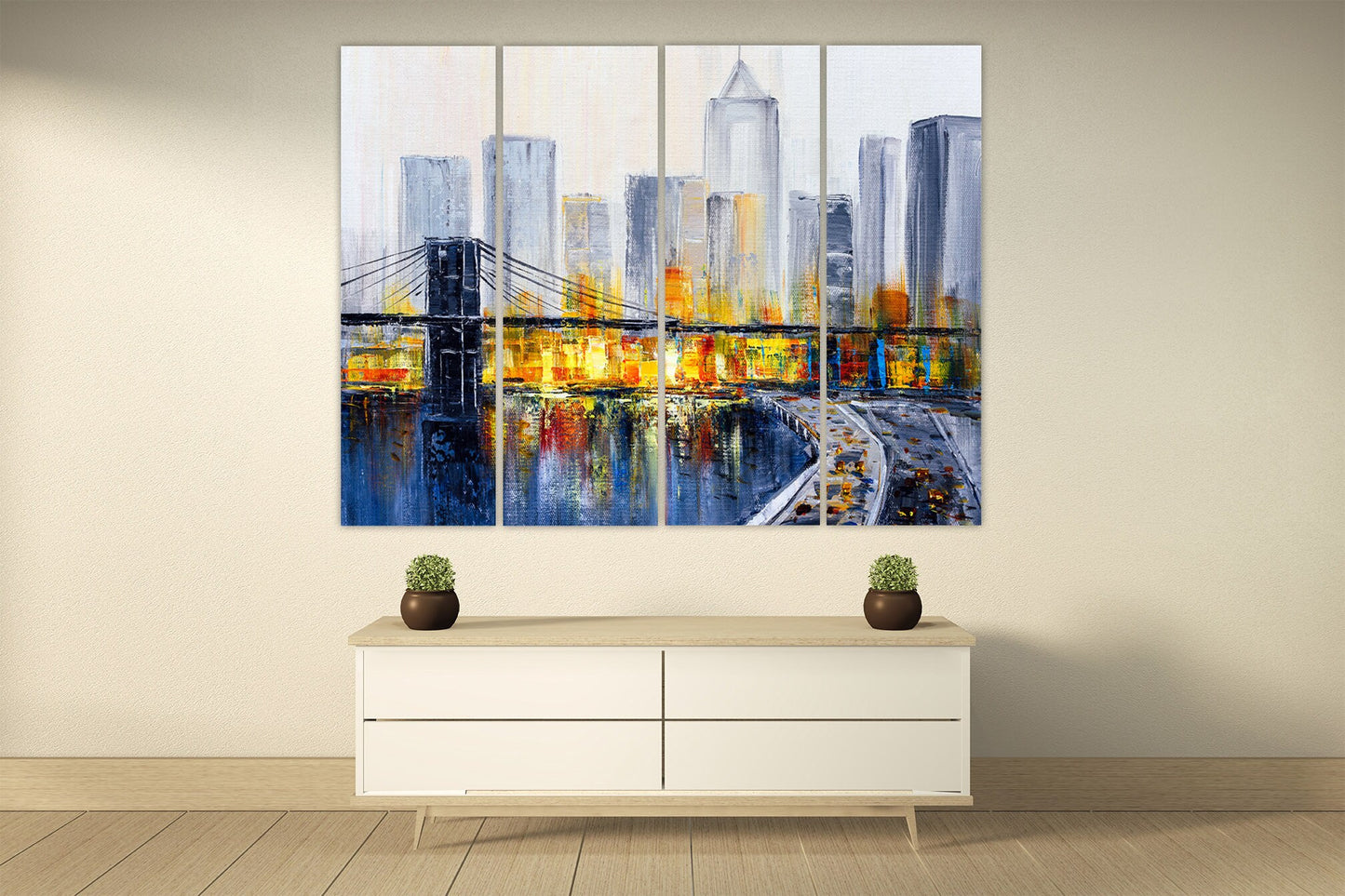 Brooklyn bridge print New york city extra large multi panel wall art American bridge home wall decor framed art print canvas oil painting