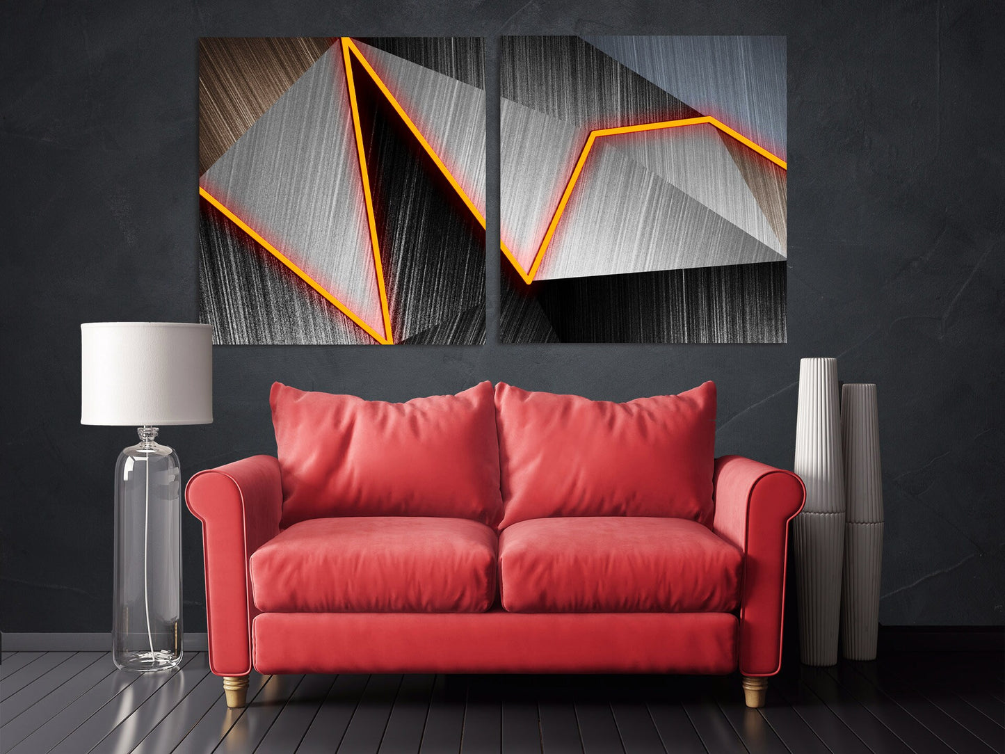 Geometric wall art Abstract print framed canvas painting Home wall decor Huge Multi panel wall art Dark large wall art