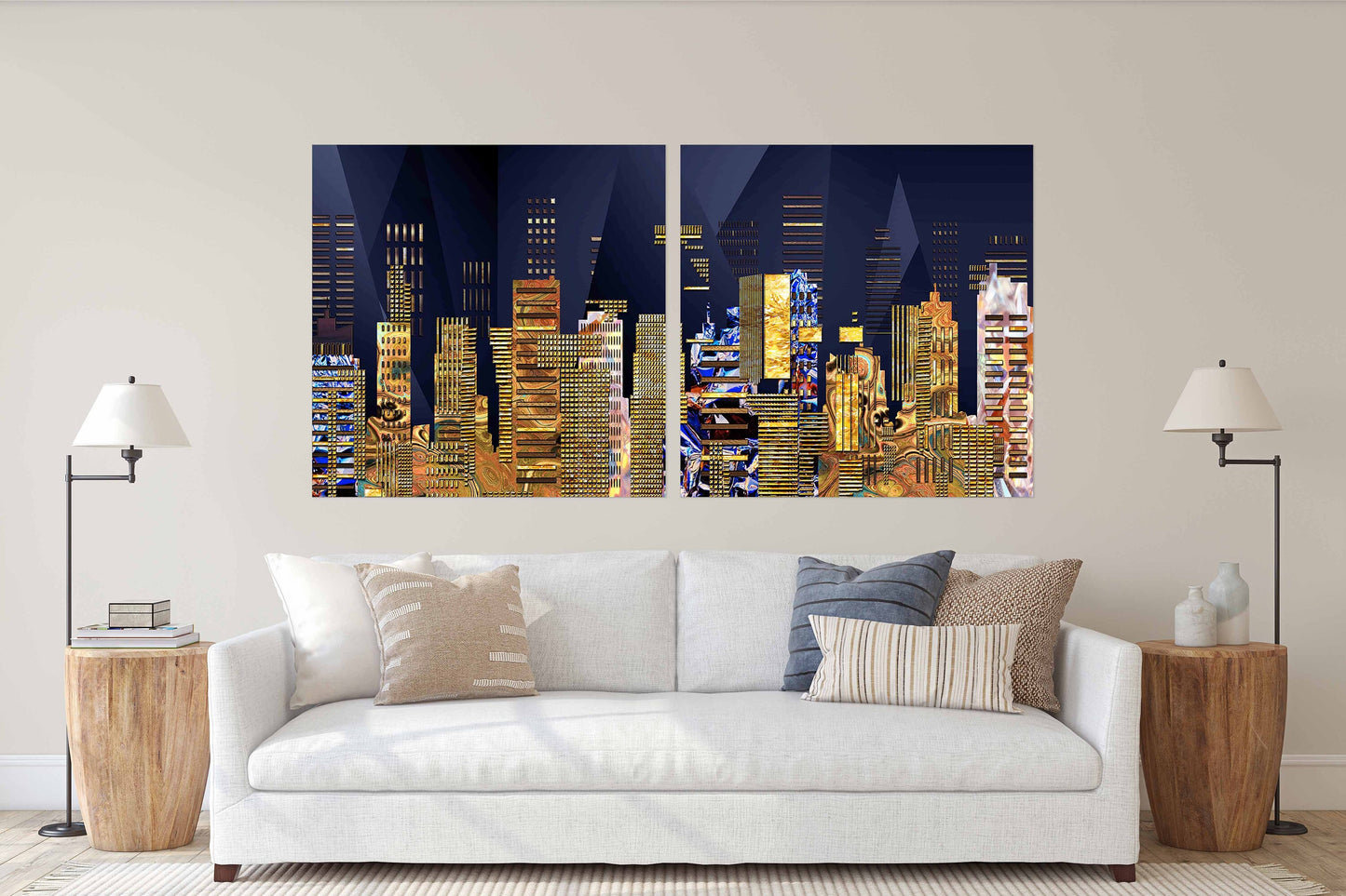 Night city Wall collage kit City at night decor Canvas painting Extra large multi panel wall art Picture frames Home wall decor picture