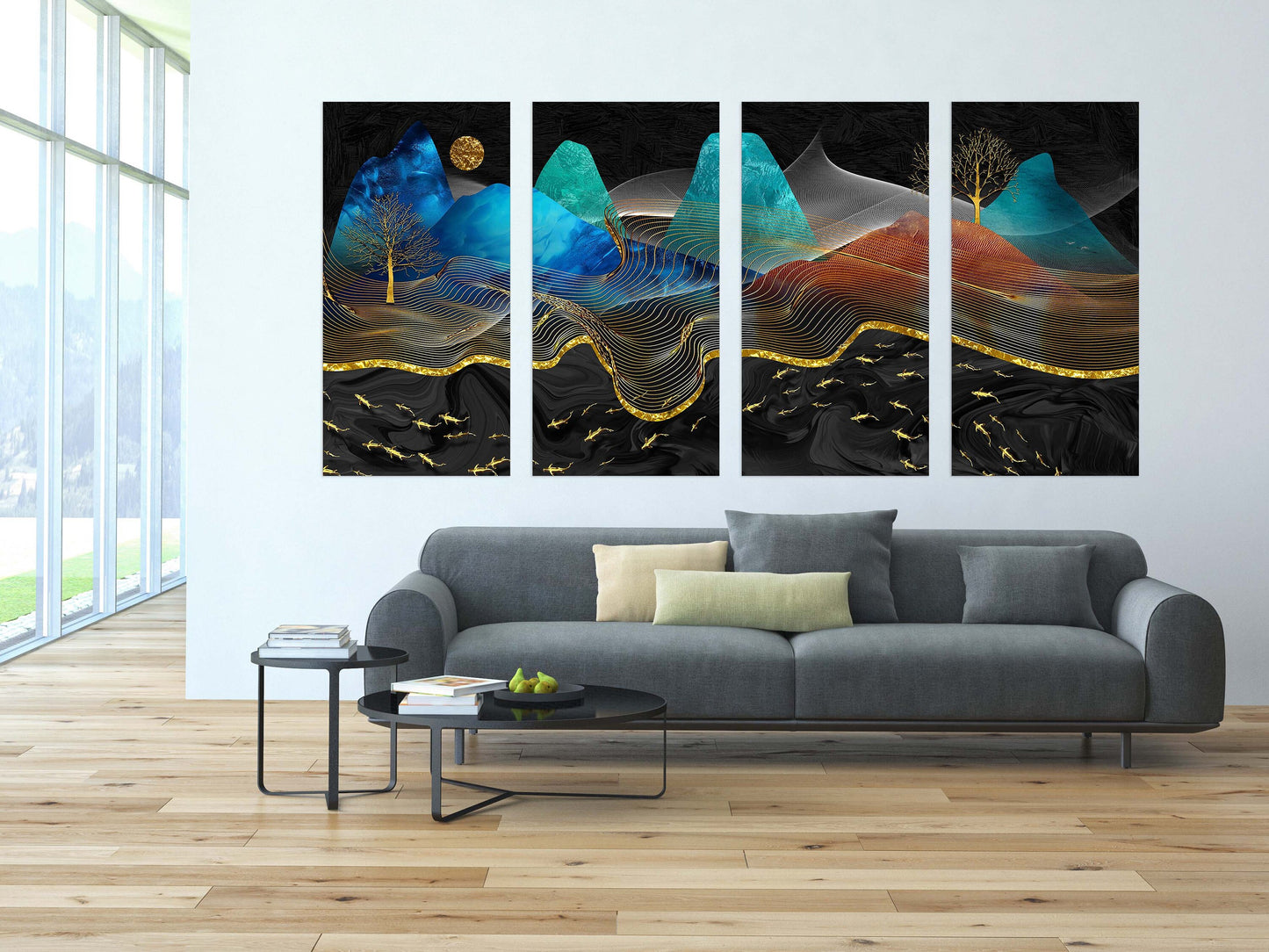 Rocks and mountains Smoky mountains wall art 3 panel canvas Home wall decor Outdoors mountains wall art Canvas painting