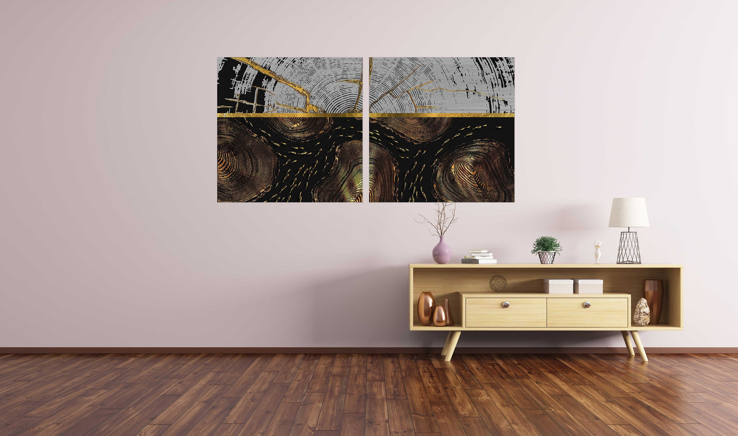 Black and gold abstract wall art Abstract painting Multi panel wall art Housewarming gift Home wall decor 3 panel canvas