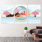 Sakura blossoms Japanese wall art Canvas painting Home wall decor 3 piece frame canvas Rocks and mountains Asian wall art