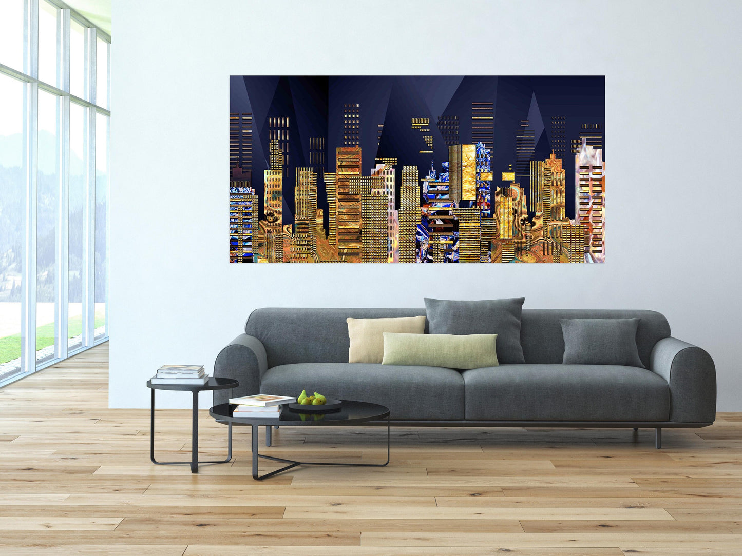 Night city Wall collage kit City at night decor Canvas painting Extra large multi panel wall art Picture frames Home wall decor picture