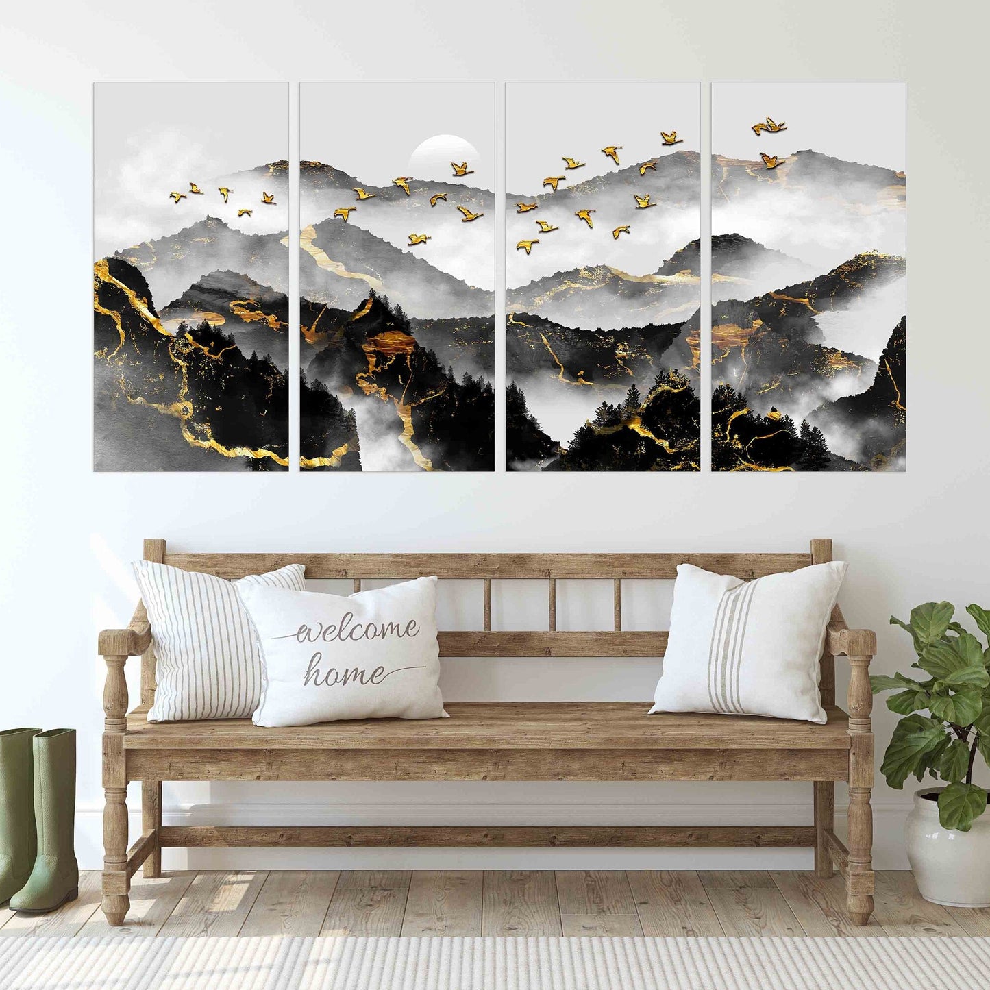 Smoky mountains wall art 3 panel canvas Rocks and mountains Home wall decor Outdoors mountains wall art Canvas painting