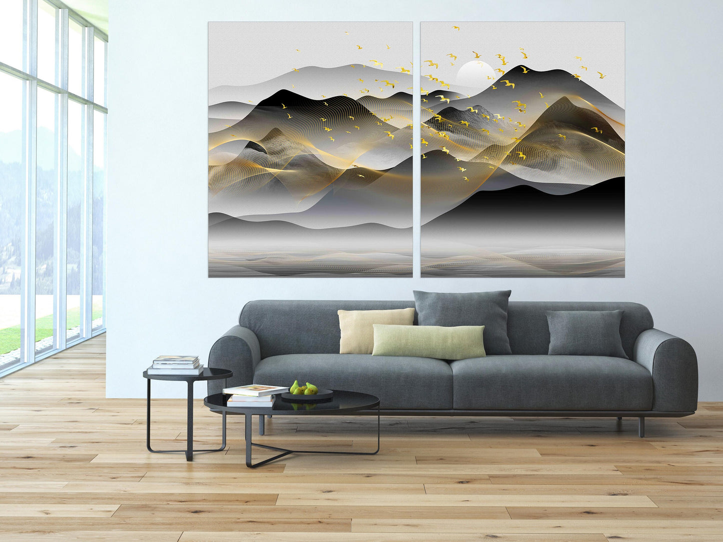 Framed wall art mountains Smoky mountains wall art Home wall decor Rocks and mountains Home wall decor 3 panel canvas