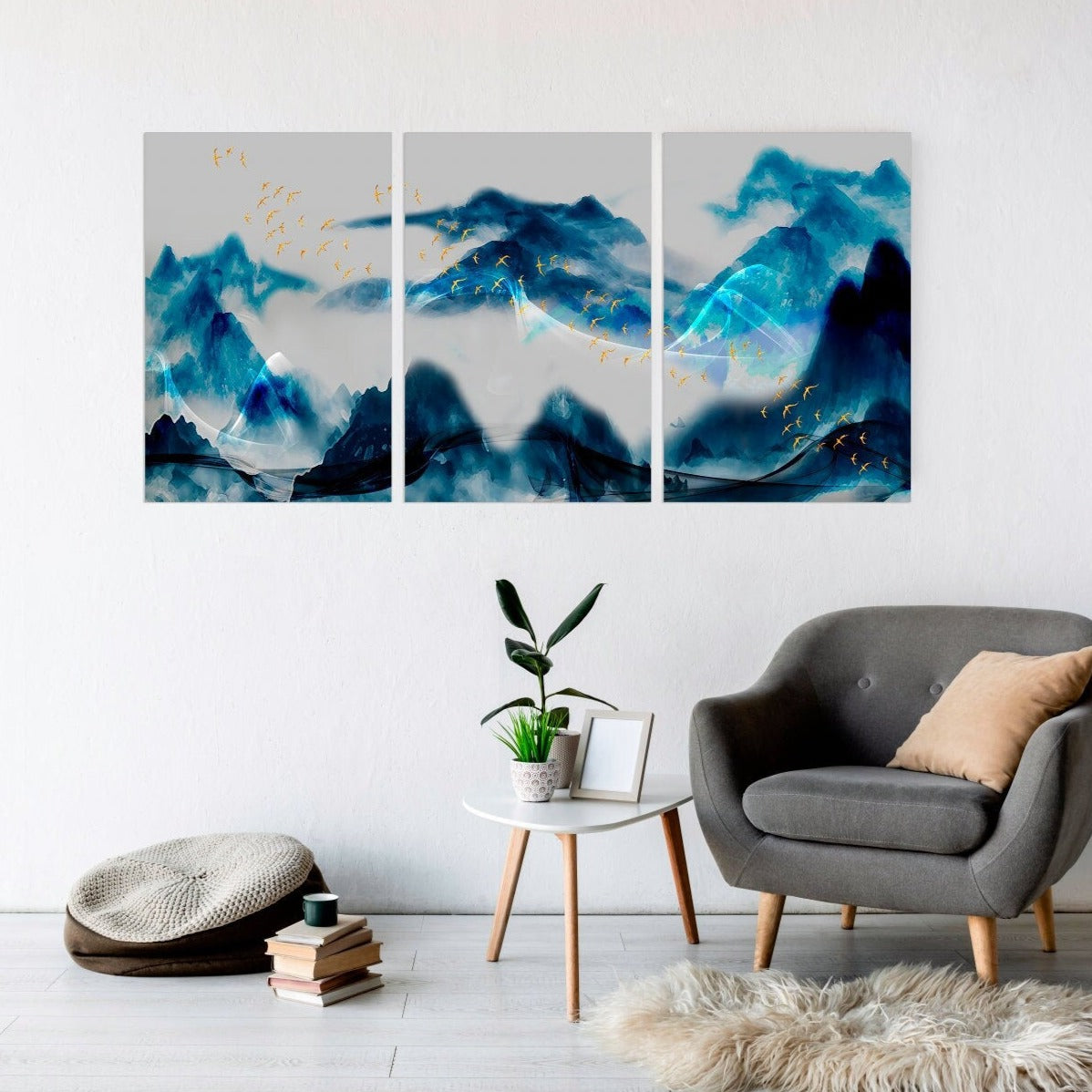 Blue ridge mountains Modern abstract art Multi panel canvas room wall decor Abstract wall art Extra large wall art Home wall decor