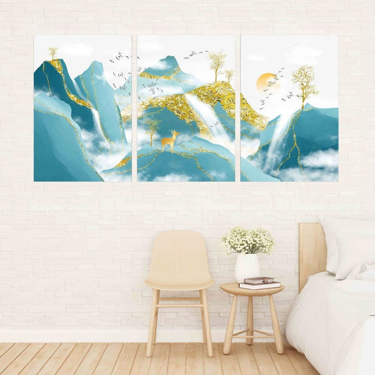 Incense waterfall Golden deer Blue ridge mountains wall art Smoky mountains wall art Outdoors mountains Canvas painting Home wall decor