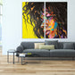 African canvas art African american bright wall art Multi panel extra large canvas art painting Afro woman Trendy wall art