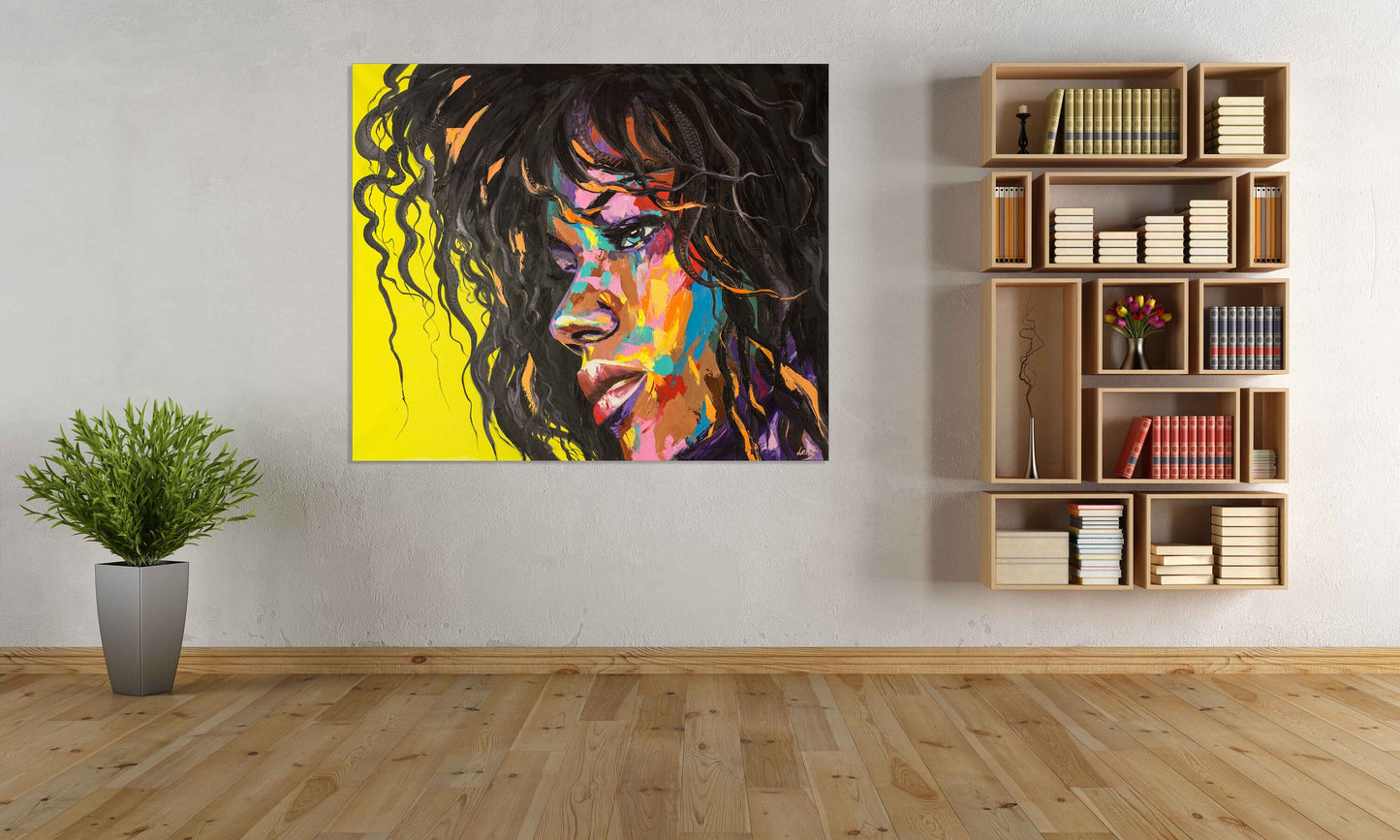 African canvas art African american bright wall art Multi panel extra large canvas art painting Afro woman Trendy wall art