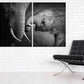 Elephants decor Pair of elephants African canvas art Black and white art Multi panel extra large canvas art painting Home wall decor