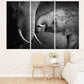 Elephants decor Pair of elephants African canvas art Black and white art Multi panel extra large canvas art painting Home wall decor