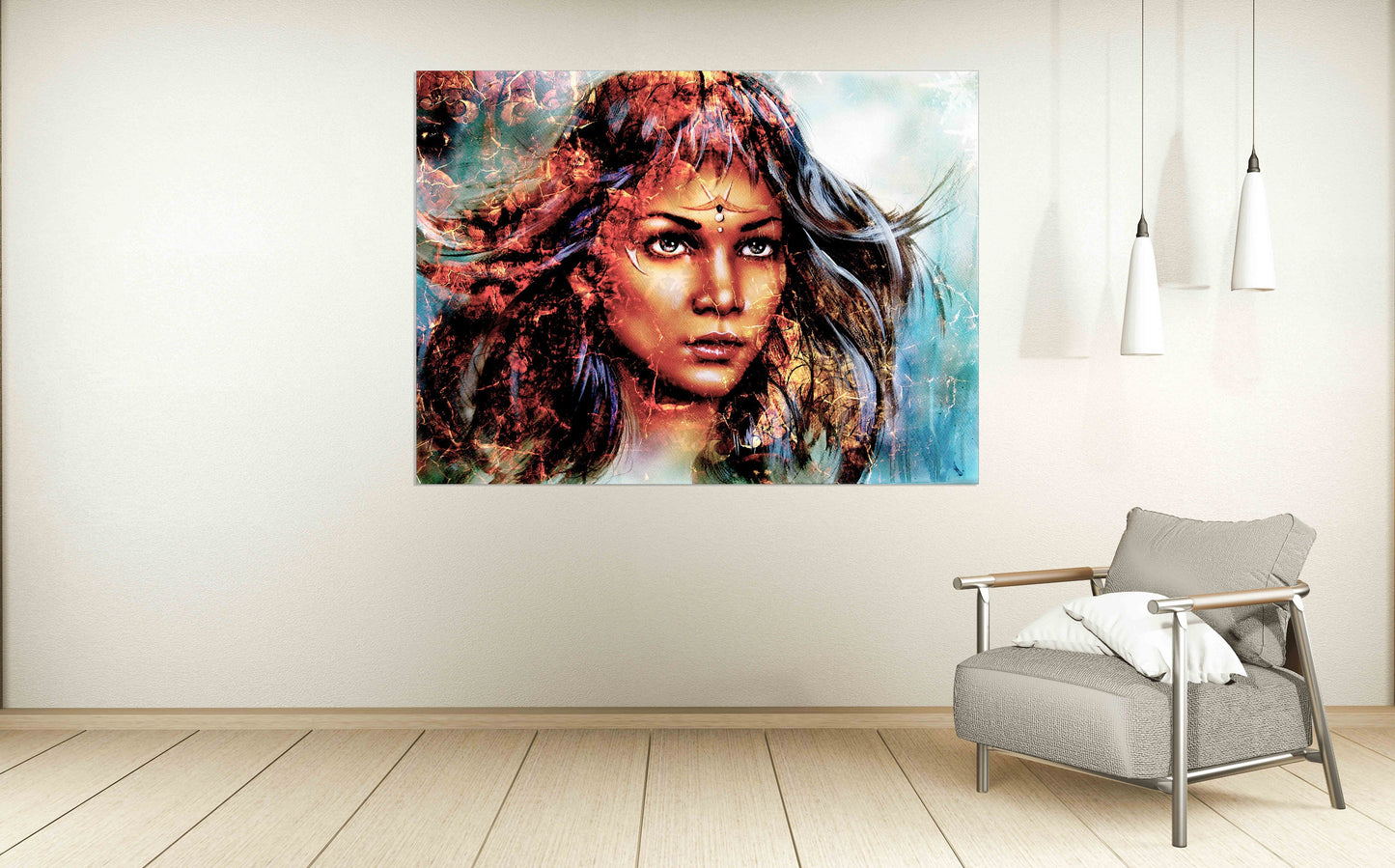 Indian canvas art Indian woman art multi panel extra large canvas art painting Native Indian Poster framed art print