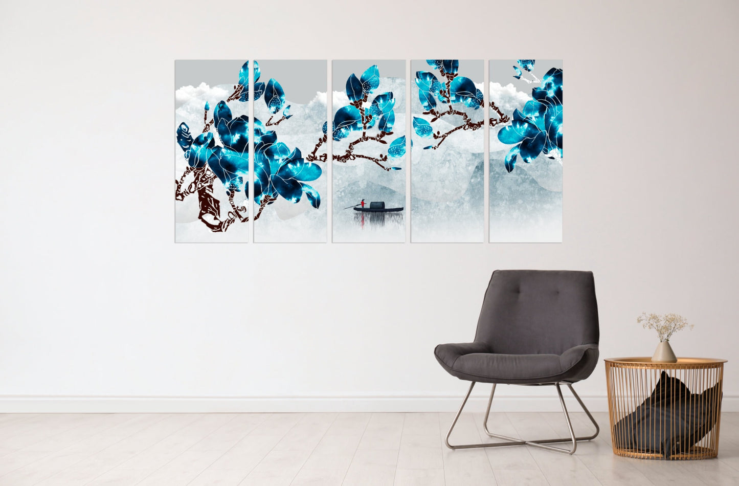 Flower wall panel Sakura blossoms Japanese wall art Canvas painting Home wall decor 3 piece frame canvas Asian wall art