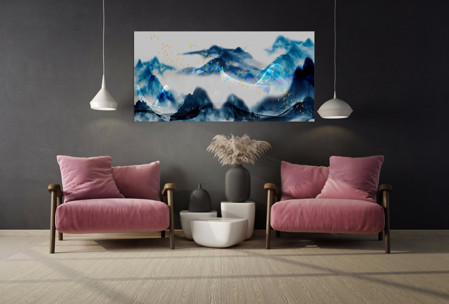 Blue ridge mountains Modern abstract art Multi panel canvas room wall decor Abstract wall art Extra large wall art Home wall decor