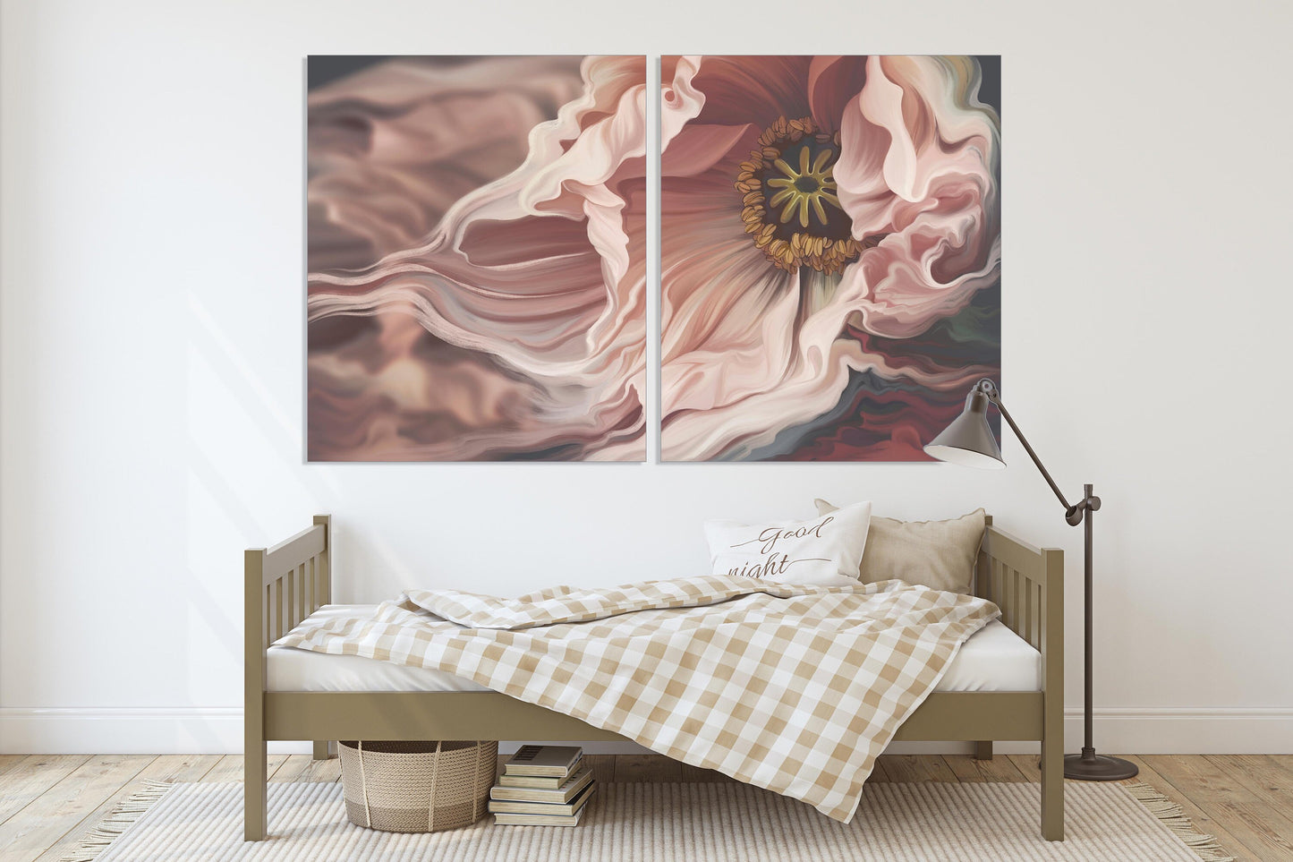 Wall art boho Flowers canvas paintings pastel wall art wall decor boho Multi panel wall art botanical paintings Abstract floral art pink