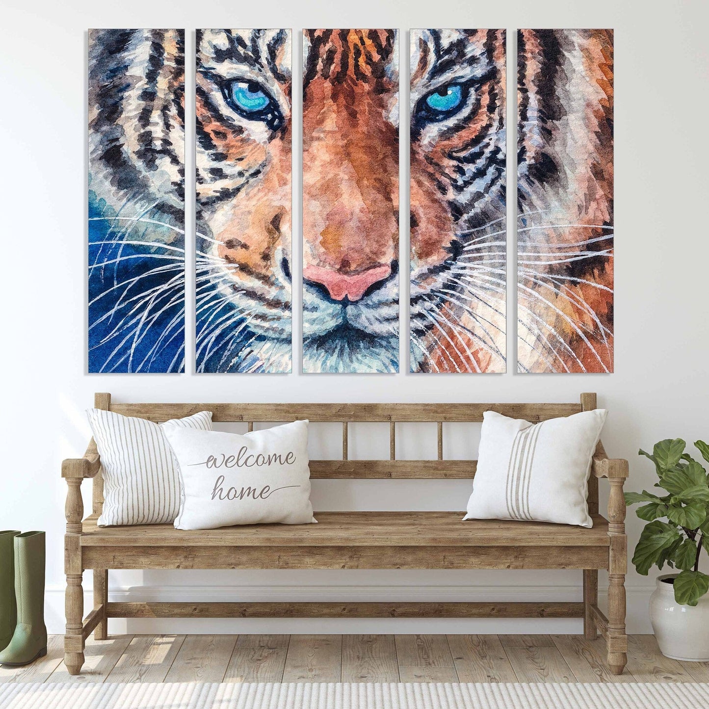 Tiger wall art print Trendy room wall decor framed canvas painting Сontemporary wild animal for bedroom living room kitchen wall art