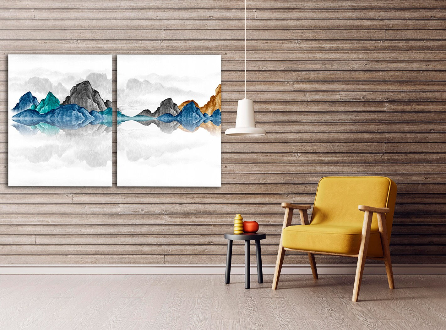 Blue ridge, great smoky mountains wall art Blue wave large abstract painting canvas print Bathroom wall decor