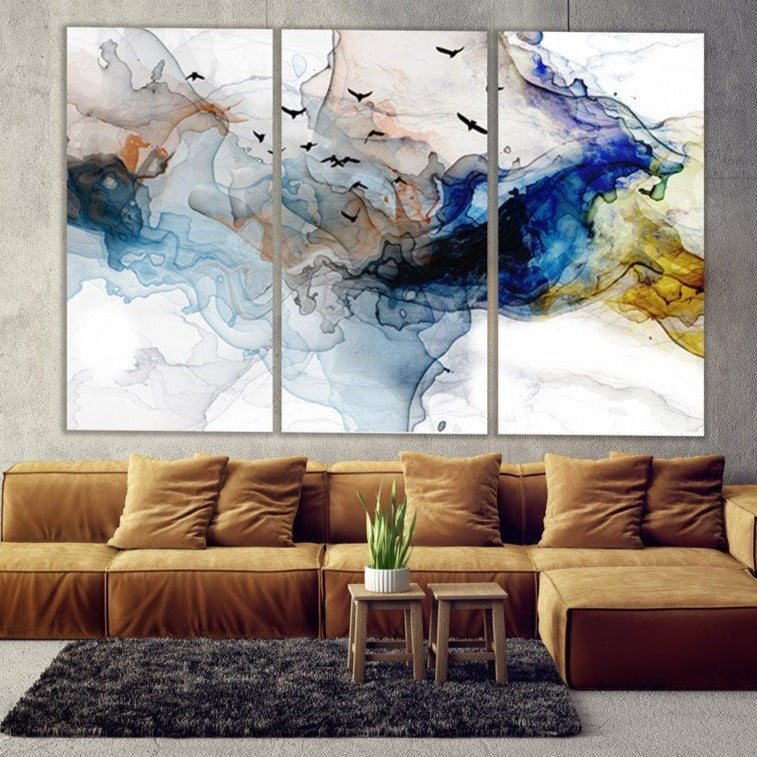 Abstract canvas wall art Modern neutral painting Abstract art print Extra large wall art Multi panel wall art Bathroom wall decor