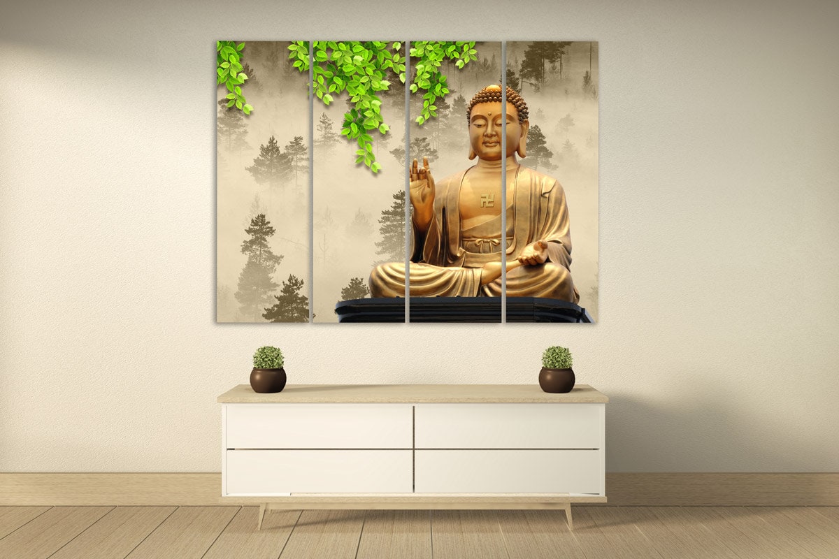 Buddha canvas wall art indian paintings on canvas religious extra large multi panel wall art Housewarming gift Buddha decor wall art