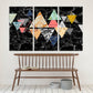 Black marble wall art, abstract geometric canvas paintings, huge multi panel canvas wall art dark