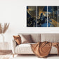 Blue gold abstract painting, trendy abstract canvas wall art print, multi panel extra large wall art