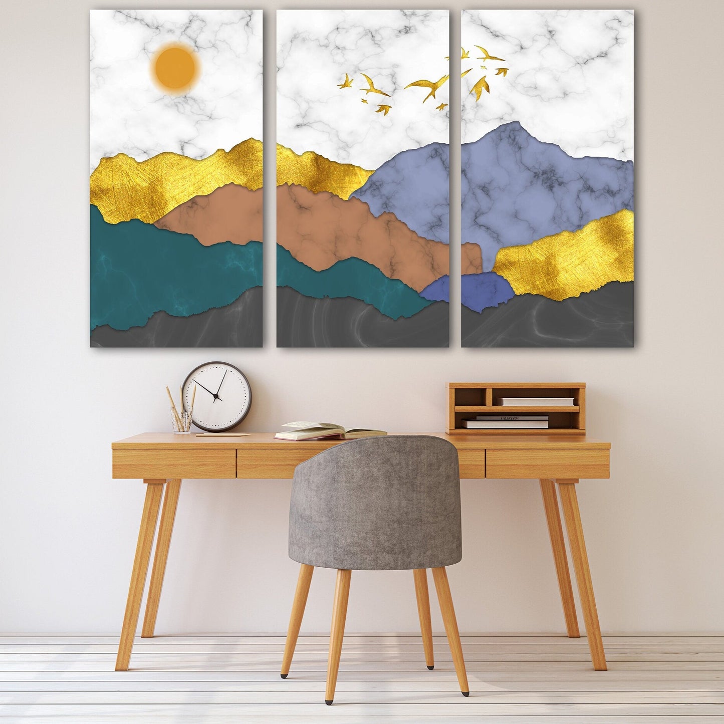 Abstract blue ridge mountains wall art canvas paintings, nature wall art Japanese art canvas, mountains wall art smoky mountains gift