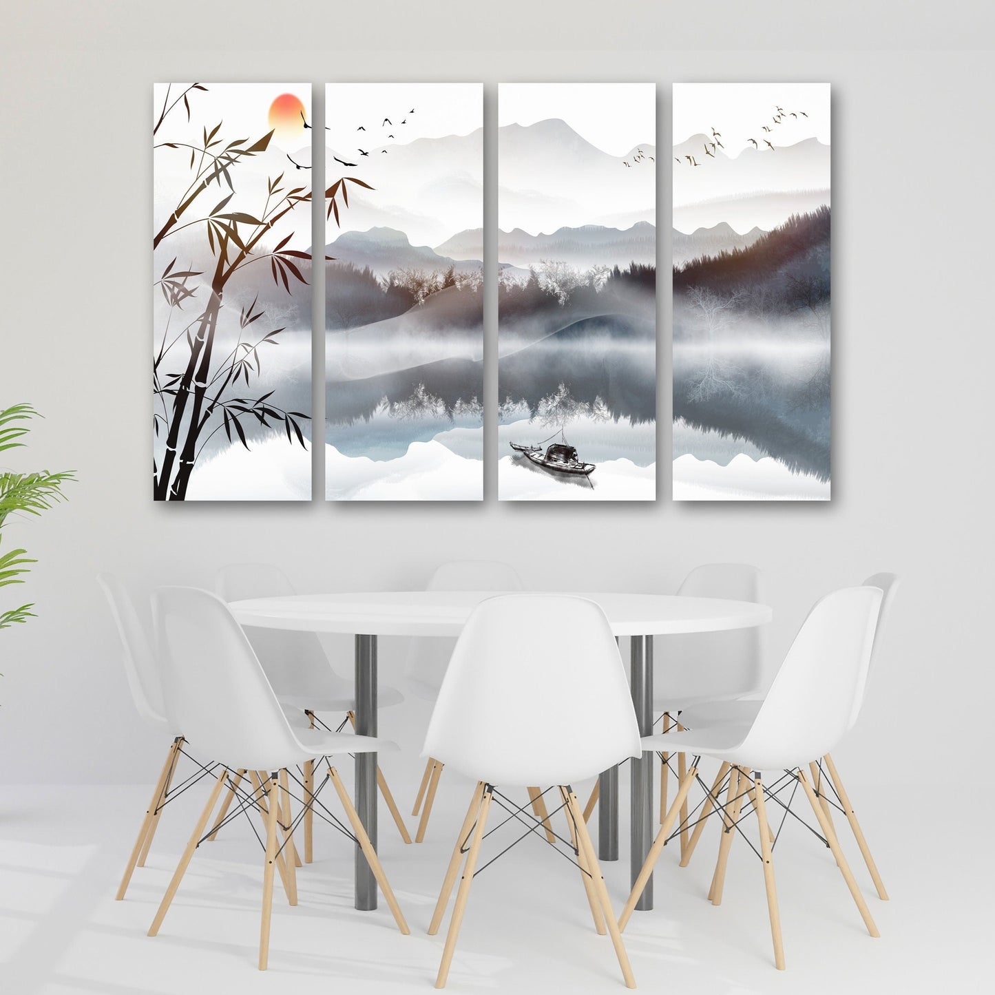 Asian framed wall art, blue ridge mountains canvas painting, rocks and mountains 3 piece frame canvas, mountains posters