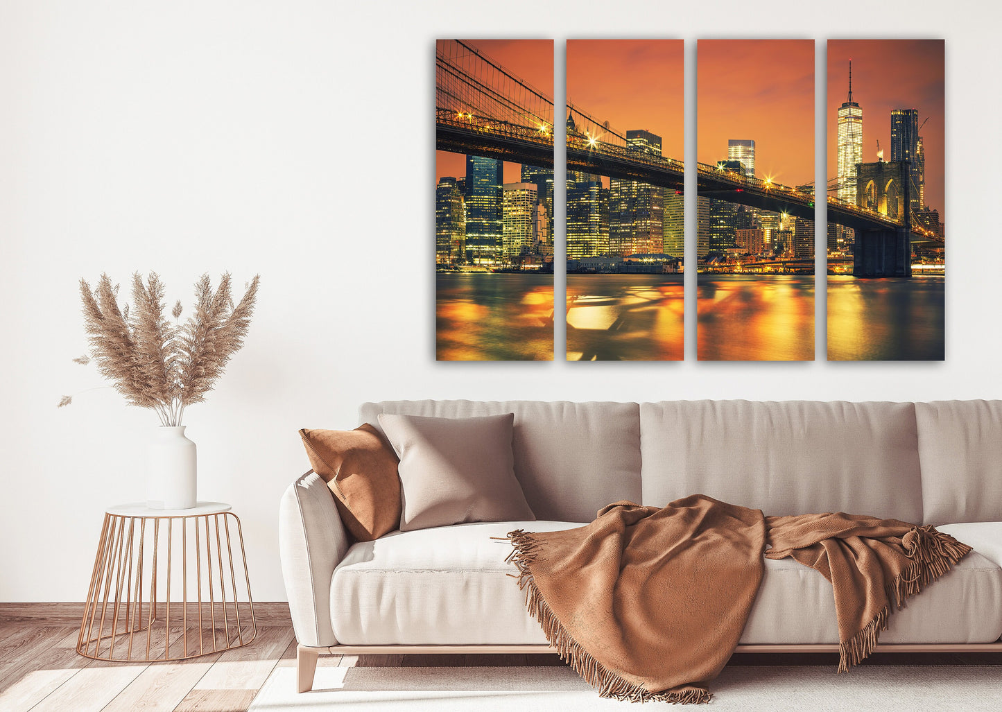 Brooklyn bridge print New york city painting extra large multi panel wall art American bridge home wall decor framed art print canvas