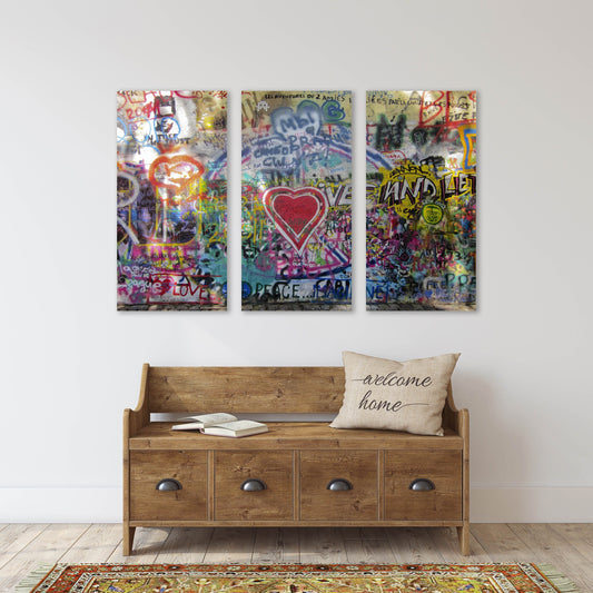 Abstract street art canvas, love paintings, graffiti wall art canvas paintings, trendy wall art, graffiti poster, red heart wall art