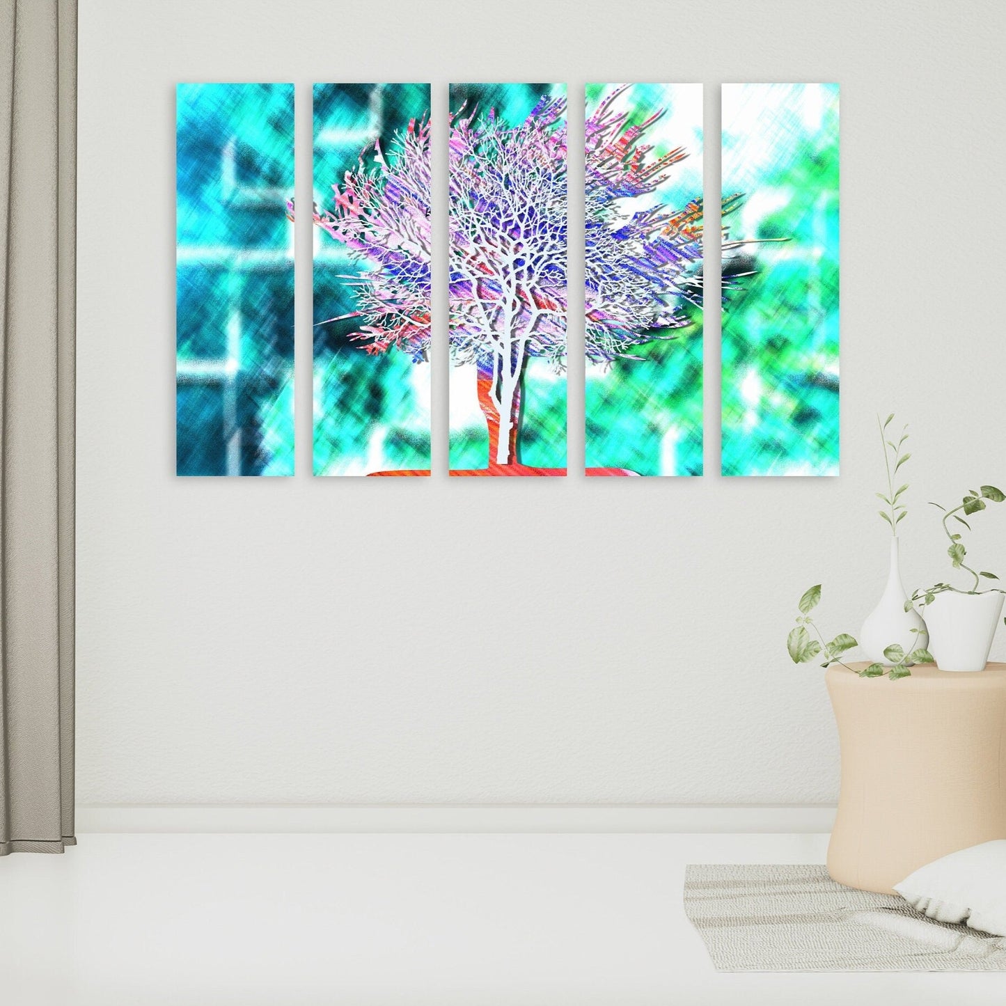 Tree canvas wall art, modern abstract wall art, horizontal canvas print, huge painting, multi panel wall art