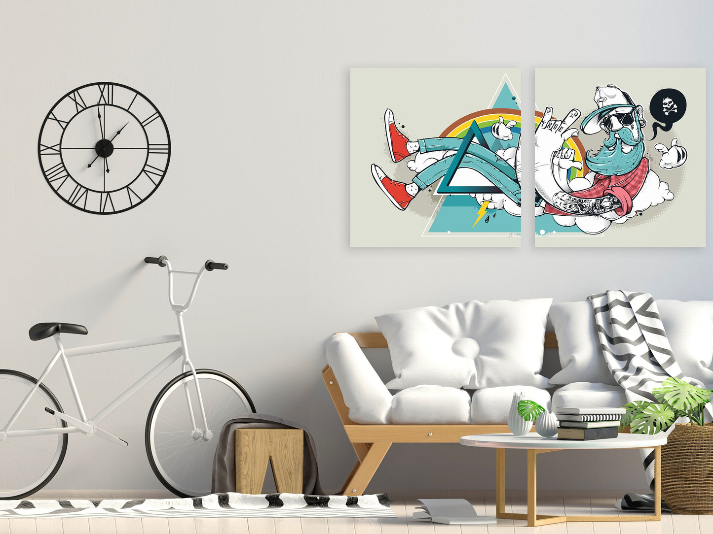 Abstract graffiti hipster wall art, pop culture gift, canvas wall art funny  Extra large wall art