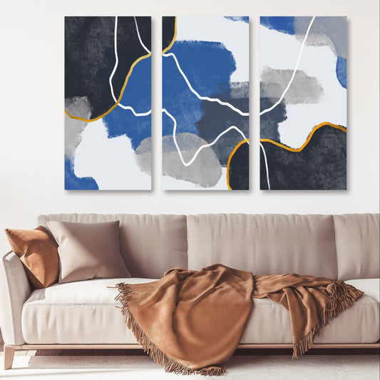 Abstract canvas multi panel wall art, extra large print on canvas, set of 3 abstract art prints, colorful wall artwork for gift, modern art