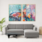 Large framed butterfly paintings on canvas, floater frame home wall decor, multi colored printable wall art, oil paintings canvas wall art