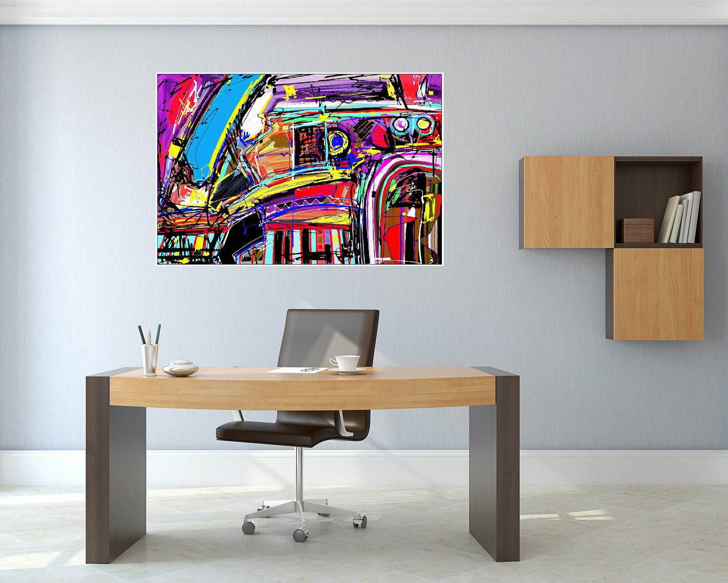 Large abstract wall art, framed street art canvas print, floatind frame, printable graffiti artwork, original living room hanging wall decor