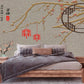 Extra large Japanese wallpaper, peel and stick Asian wall mural, self adhesive gray wallpaper with hieroglyphs, abstract oriental wall decal