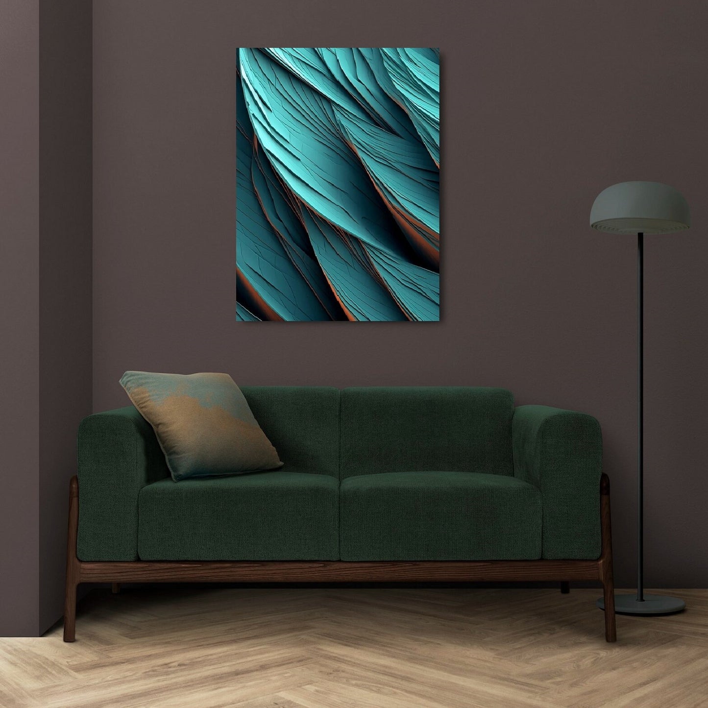 Large abstract canvas print, impression 3d wall art, blue floater frame artwork, conceptual hanging wall decor, framed living room wall art