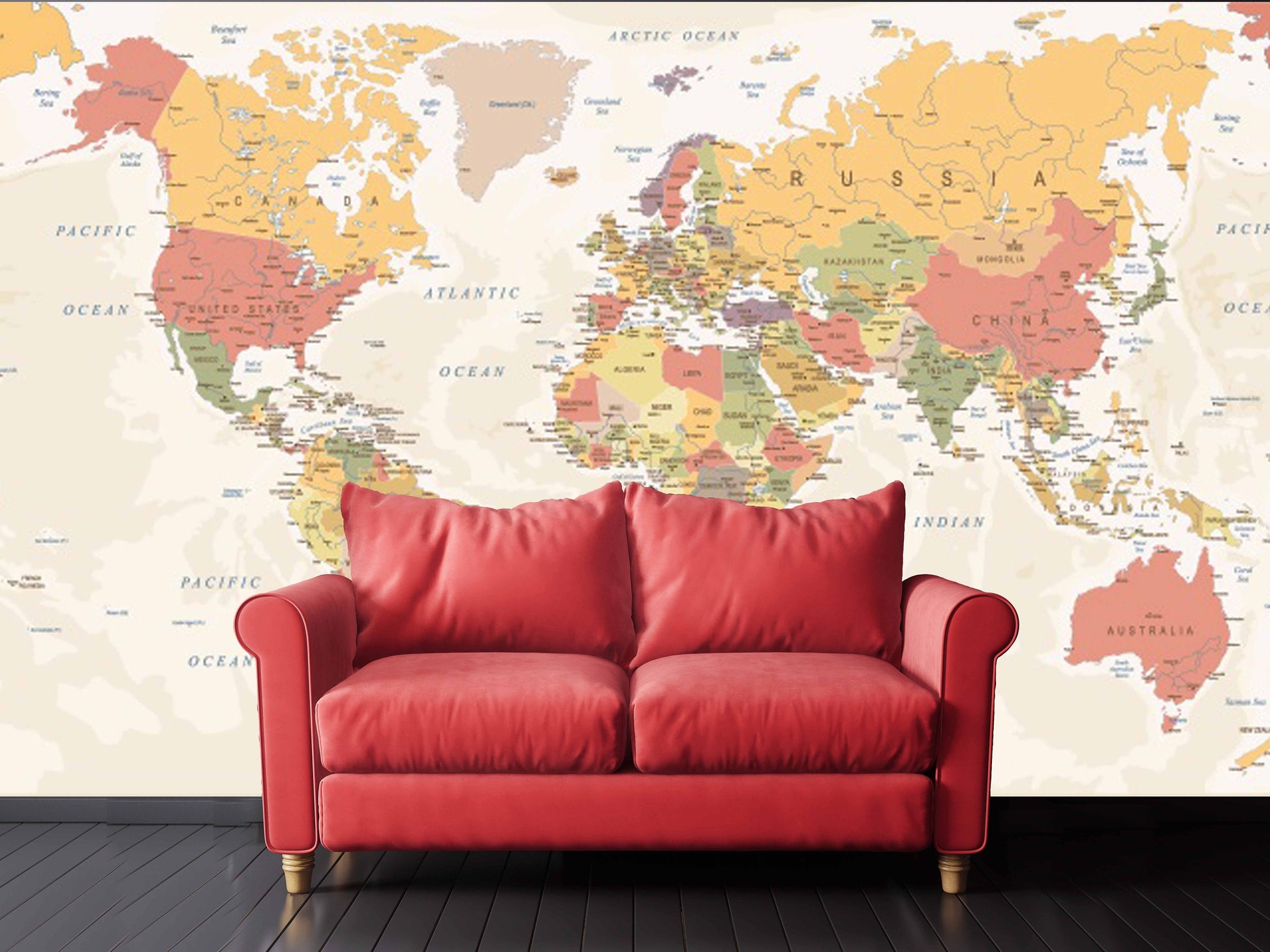 World map mural Removable wallpaper Textured wallpaper fabric wallpaper vinyl wallpaper modern wallpaper wall print art detailed world map