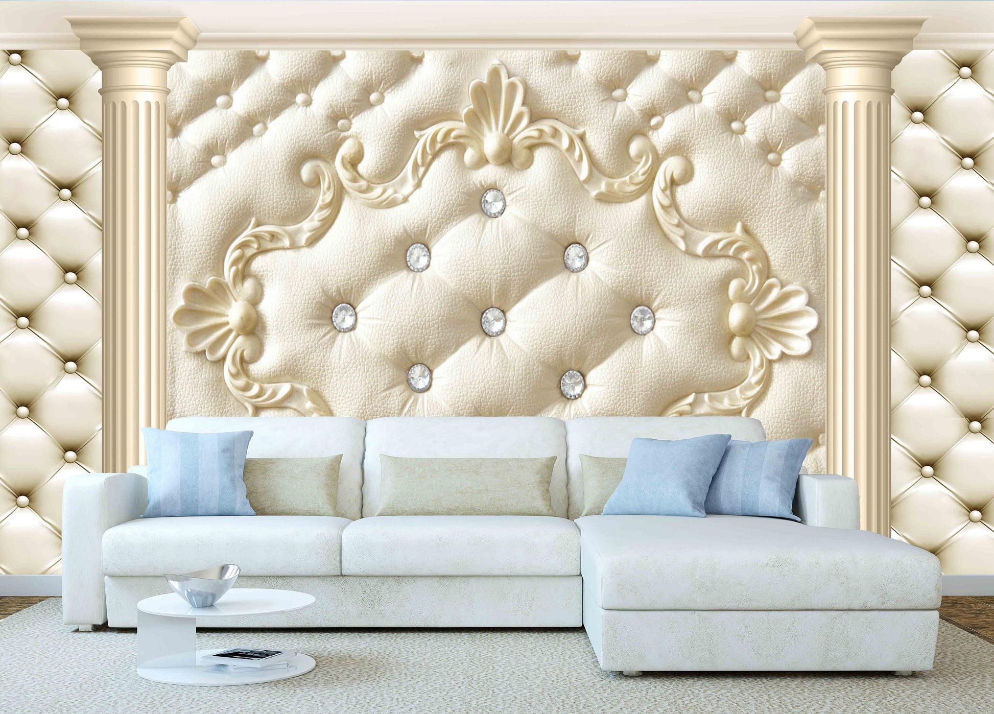 Baroque minimalist wall decor Victorian light wallpaper Peel and stick wall mural Photo removable self adhesive Textured wallpaper