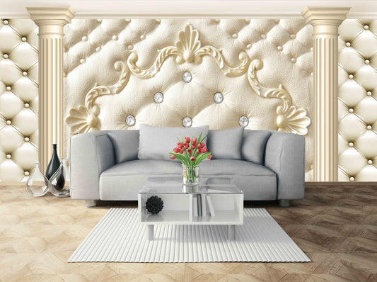 Baroque minimalist wall decor Victorian light wallpaper Peel and stick wall mural Photo removable self adhesive Textured wallpaper