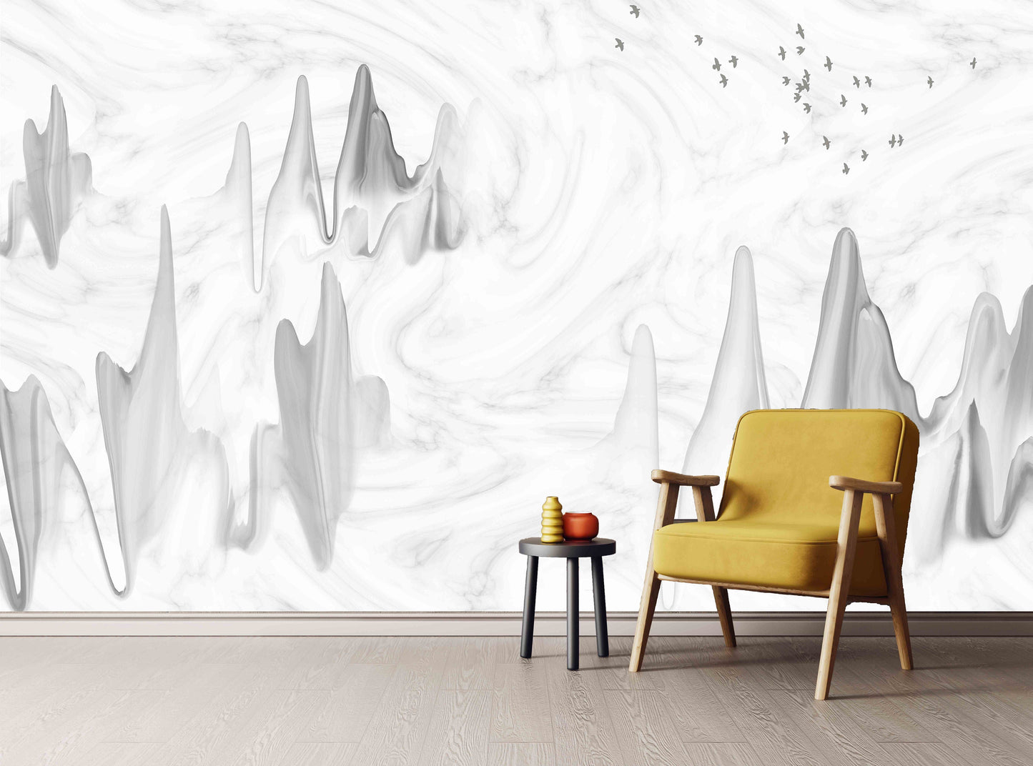 Smoky mountains wall art Marble wallpaper Abstract wallpaper Peel and stick wallpaper removable wallpaper Black and white wallpaper