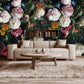 Dark Floral Peel and stick flowers Wallpaper Botanical Textured adhesive Wall Mural Decor for Bedroom Living Room