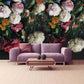 Dark Floral Peel and stick flowers Wallpaper Botanical Textured adhesive Wall Mural Decor for Bedroom Living Room