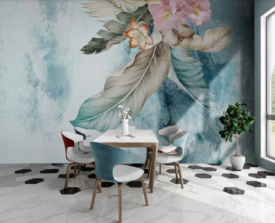 Boho wallpaper Floral Peel and Stick wall mural Self Adhesive Removable wallpaper Living Room Bedroom wall decoration flowers wallpaper