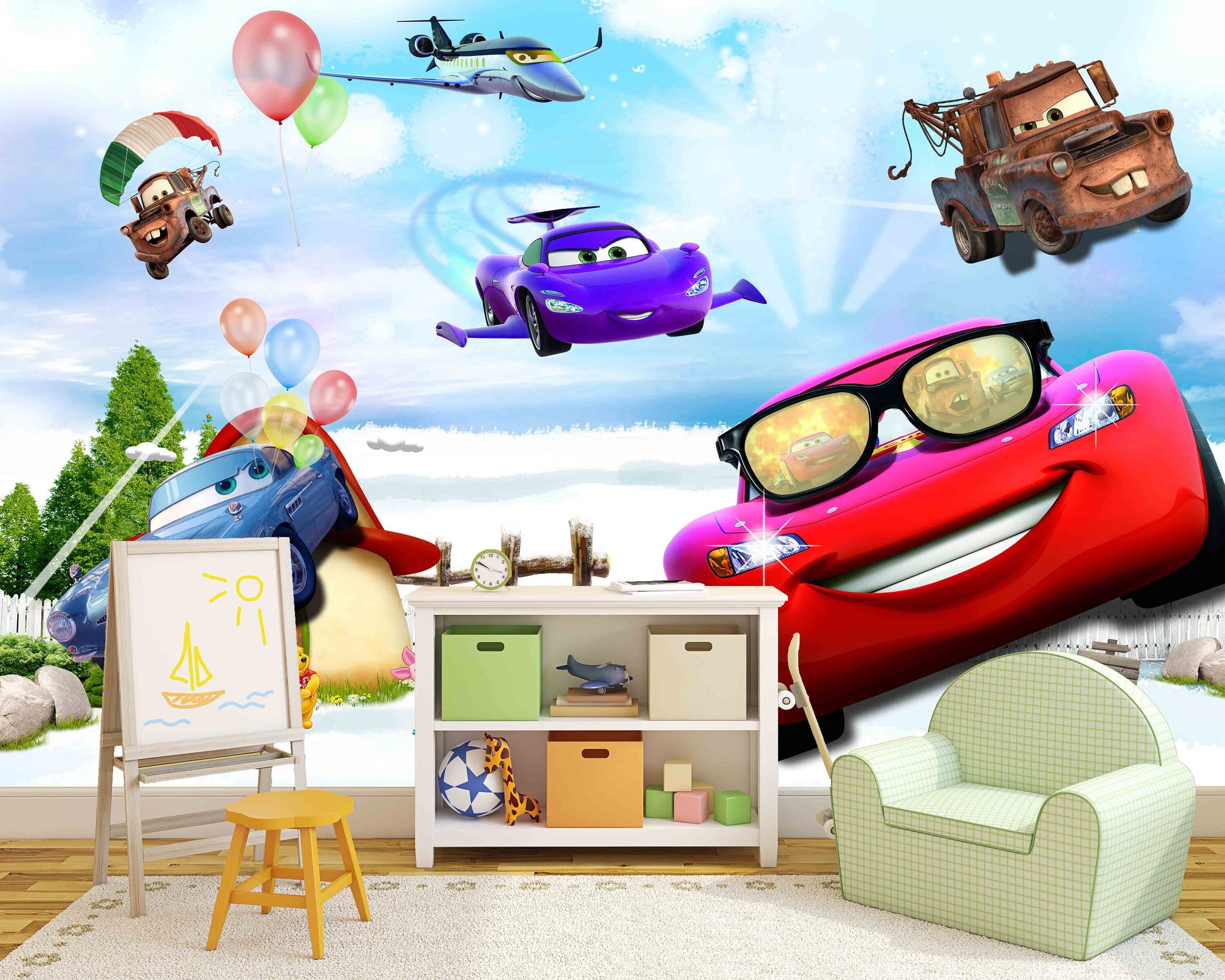 The cars band Self adhesive mural Nursery wallpaper Wall print art Home wall decor Peel and stick Giant wall mural