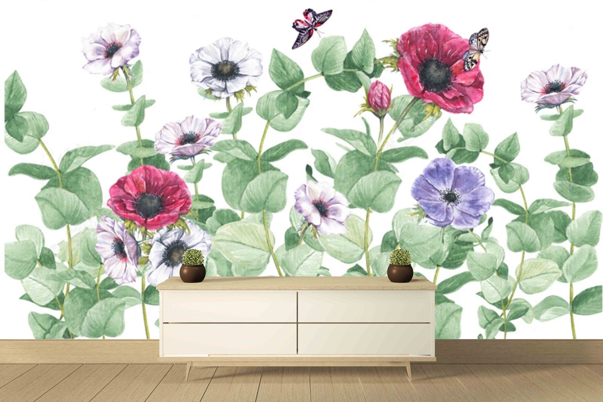 Flowers wall mural Floral Peel and stick Photo Textured adhesive wallpaper Botanical removable wallpaper wall covering