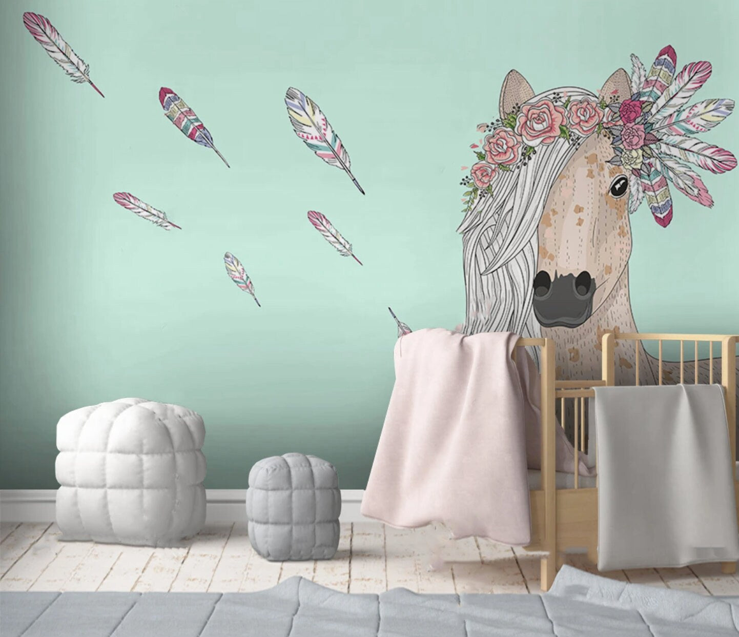 Nursery girl wallpaper peel stick wallpaper Wall mural prints Removable wallpaper Textured wallpaper vinyl wallpaper modern wallpaper