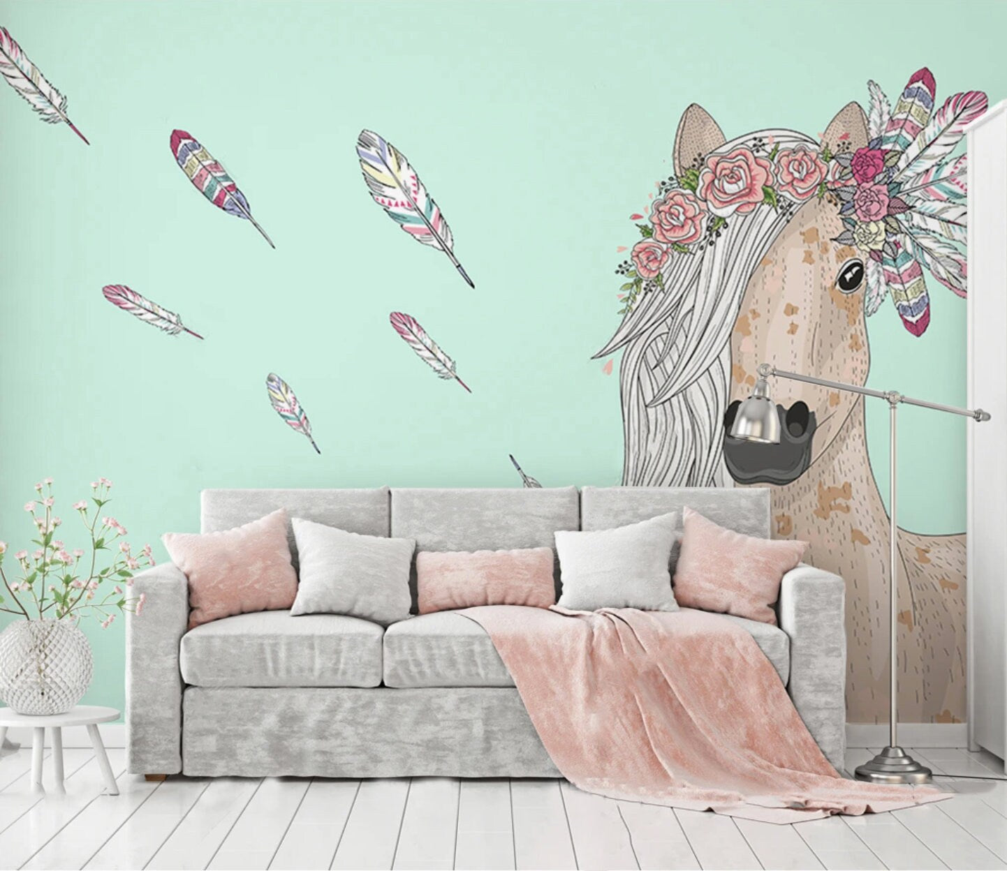 Nursery girl wallpaper peel stick wallpaper Wall mural prints Removable wallpaper Textured wallpaper vinyl wallpaper modern wallpaper