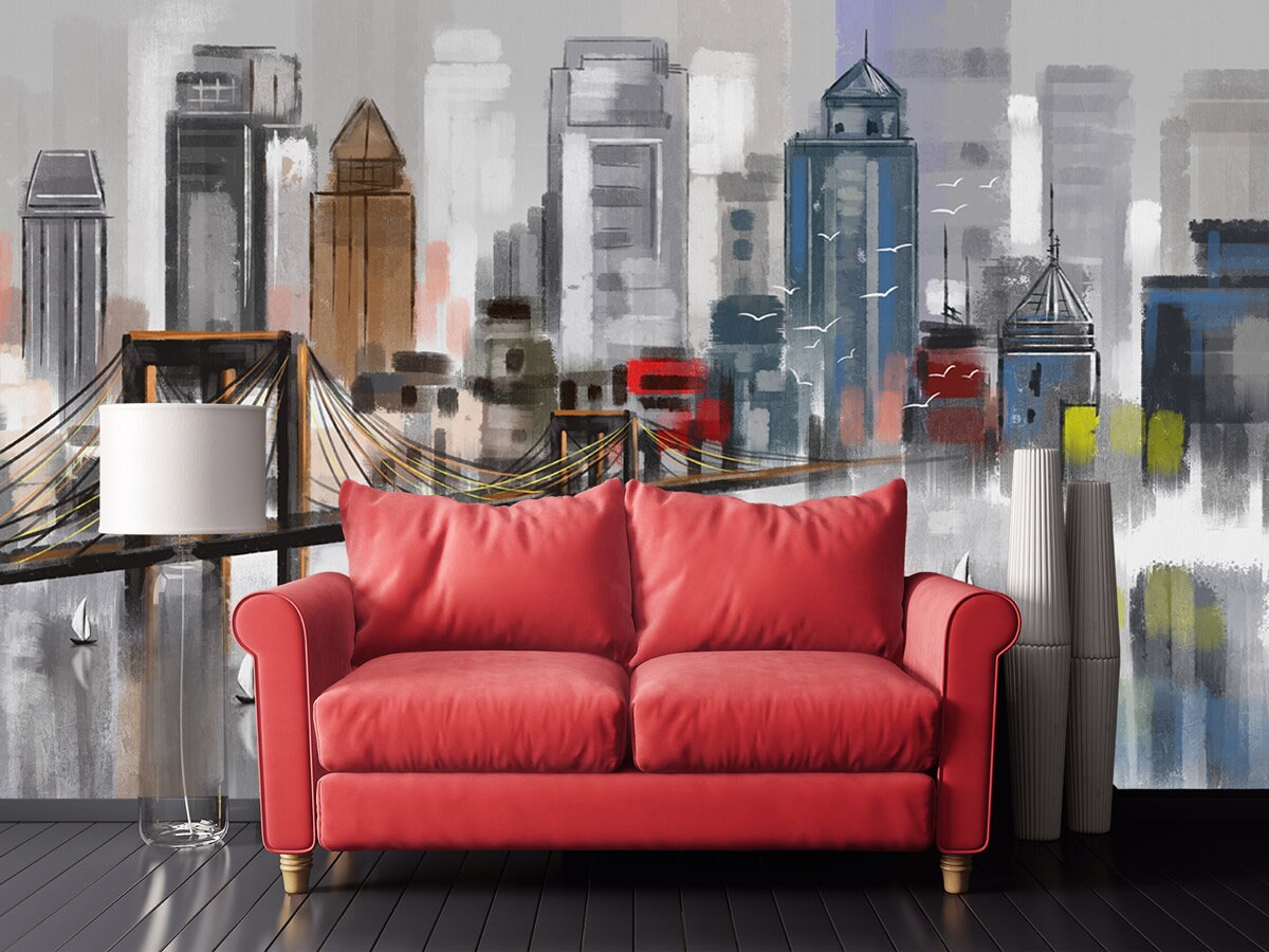 wall mural peel and stick City architecture art print bedroom wallpaper Vinyl wall sticker temporary wall covering